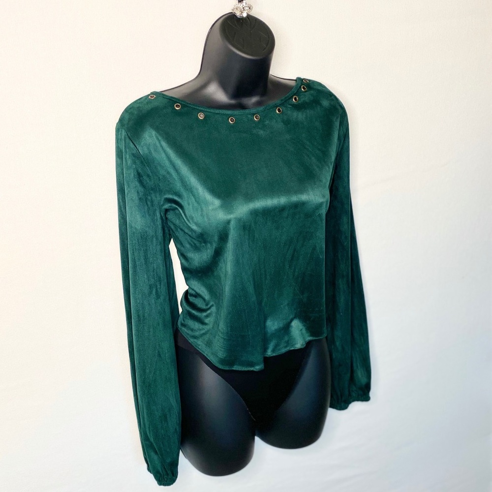 SOLD Revolve Faux Suede Embellished Top - Picture 6 of 8